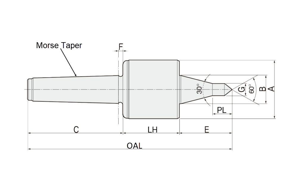 4MT #4 Morse Taper Live Center, Extended Clearance